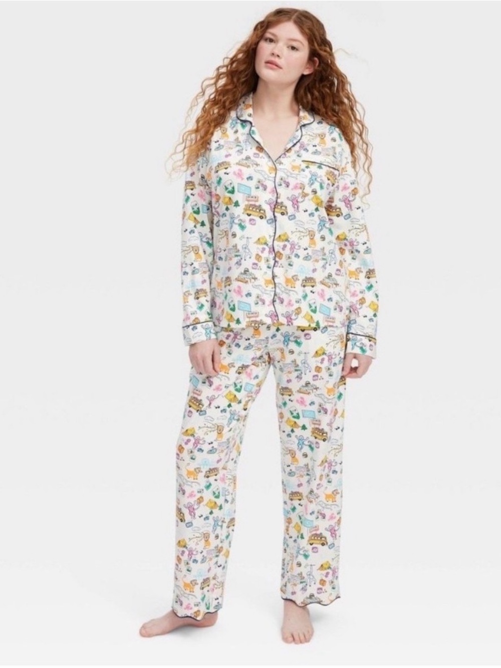 Roller Rabbit Target Pajama Set NWT Roadtrip Print Cotton Long XL - Picture 2 of 5